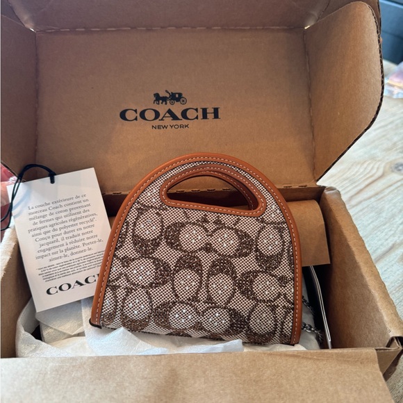 Coach Handbags - Coach signature crystal print mini bag, clutch, wallet with chain